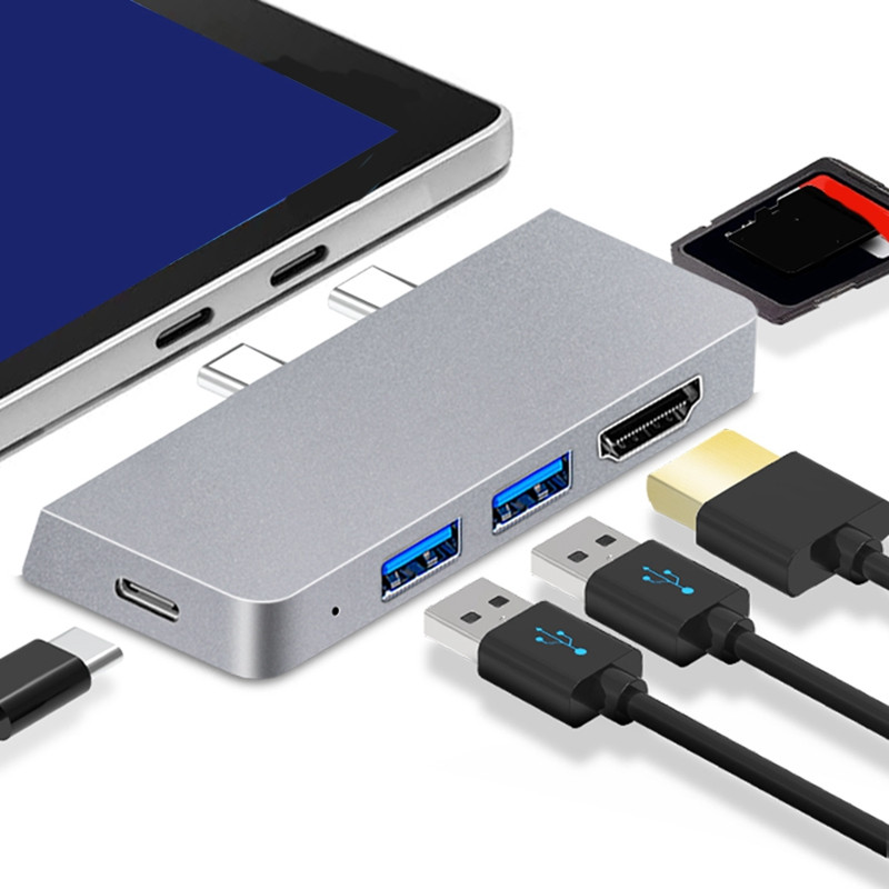 Για Surface Pro 8 USB C Hub, 4K HDMI-συμβατός προσαρμογέας+2 USB 3.0 Reader SD/TF Card Reader Adapter For Surface Pro 8