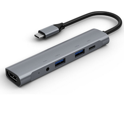 Jedan dio USB čvorišta 5 u 1 USB-C tip C razdjelnik adapter osnovne linije audio priključak i 4K HDMI kompatibilan HDD 60 W
