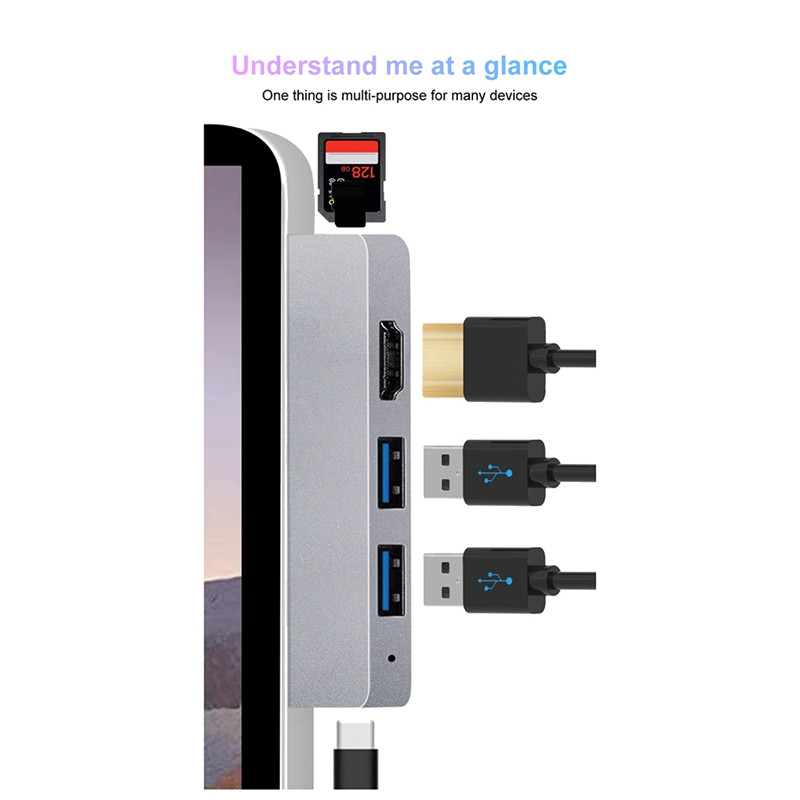 Pre Surface Pro 8 USB C Hub, 4K HDMI kompatibilný adaptér + 2 USB 3.0 čítačka, adaptér čítačky SD/TF kariet pre Surface Pro 8