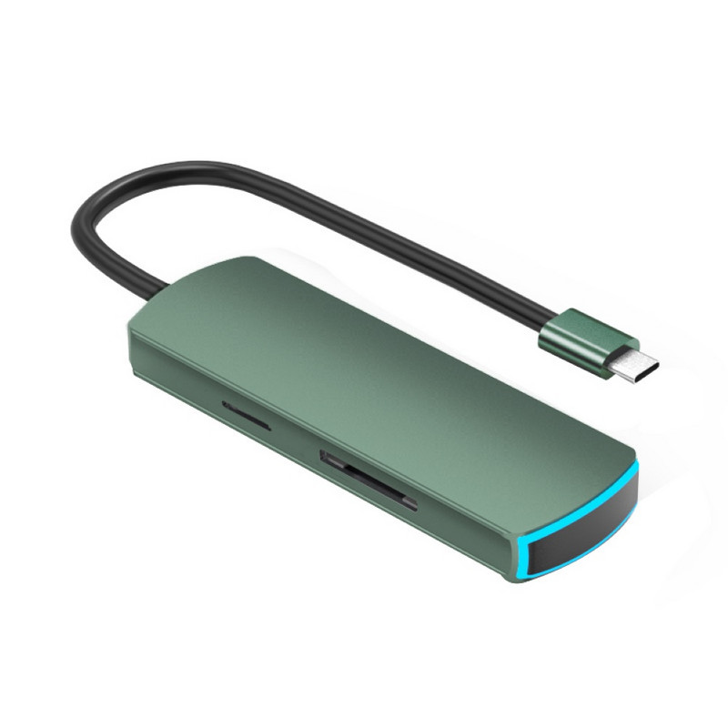 6 viename su C tipo į 4K HDMI suderinamas šakotuvo adapteris TF saugaus skaitmeninio kortelių skaitytuvo keitiklis