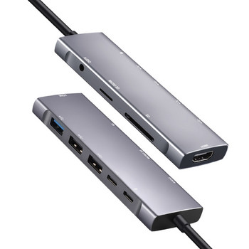 9-в-1 USB C HUB за Ipad Pro Type C адаптер с 4K HDMI-съвместим PD, SD/TF четец на карти, 3,5 мм жак за слушалки