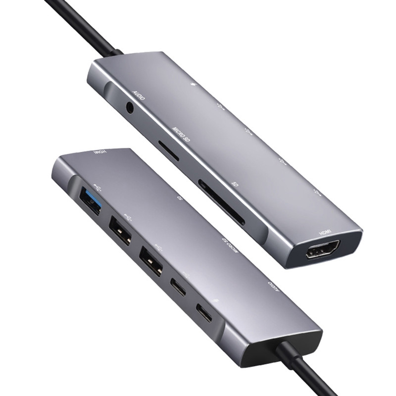 9 viename USB C stebulė, skirta Ipad Pro Type C adapteriui su 4K HDMI suderinamu PD, SD/TF kortelių skaitytuvu, 3,5 mm ausinių lizdu