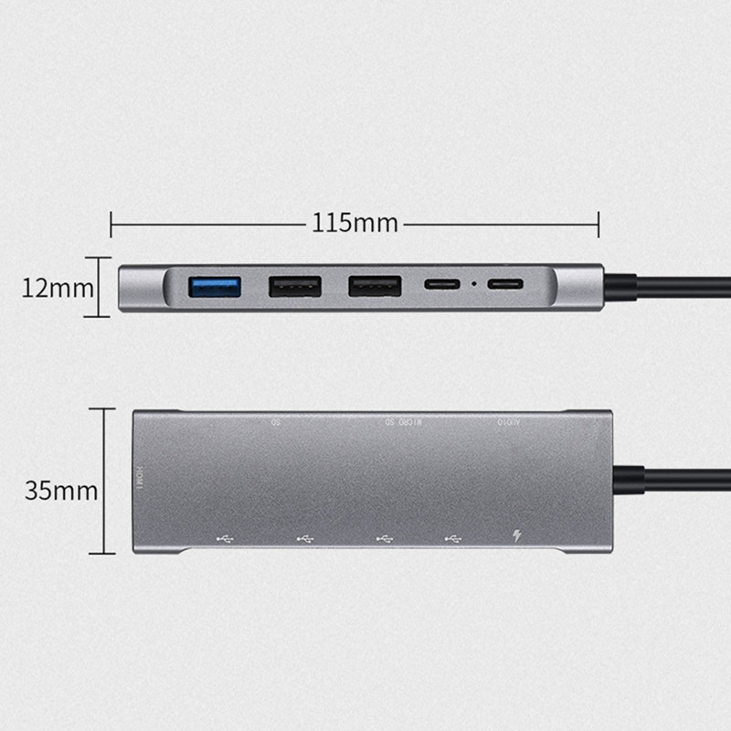 9 viename USB C stebulė, skirta Ipad Pro Type C adapteriui su 4K HDMI suderinamu PD, SD/TF kortelių skaitytuvu, 3,5 mm ausinių lizdu