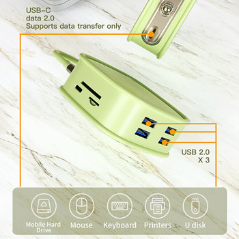 USB3.0/2.0 Multi Splitter Port Type-C σε PD+USB3.0+USB2.0 x3+HDMI-compatible+SD+TF+RJ45+USB-C2.0 10-in-1 PD3.0 4K*2K @ Διανομέας 30 Hz