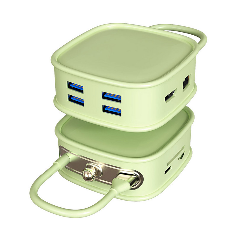 USB3.0/2.0 vairāku sadalītāju ports Type-C uz PD+USB3.0+USB2.0 x3+HDMI saderīgs+SD+TF+RJ45+USB-C2.0 10-in-1 PD3.0 4K*2K @ 30 Hz centrmezgls