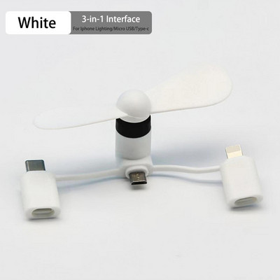 Hordozható ventilátor Type-c Micro USB C Phone Mini 3 az 1-ben utazási hűtőhűtő Iphone 14 Lighting Xiaomi 12 Sansmung S22 Androidhoz