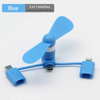 Hordozható ventilátor Type-c Micro USB C Phone Mini 3 az 1-ben utazási hűtőhűtő Iphone 14 Lighting Xiaomi 12 Sansmung S22 Androidhoz