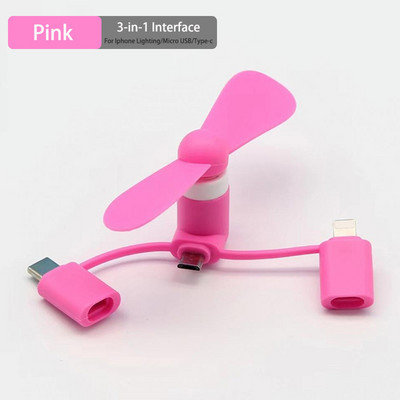Hordozható ventilátor Type-c Micro USB C Phone Mini 3 az 1-ben utazási hűtőhűtő Iphone 14 Lighting Xiaomi 12 Sansmung S22 Androidhoz