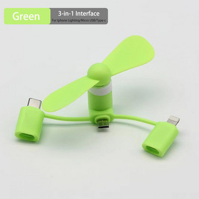 Hordozható ventilátor Type-c Micro USB C Phone Mini 3 az 1-ben utazási hűtőhűtő Iphone 14 Lighting Xiaomi 12 Sansmung S22 Androidhoz