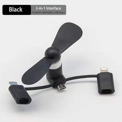 Hordozható ventilátor Type-c Micro USB C Phone Mini 3 az 1-ben utazási hűtőhűtő Iphone 14 Lighting Xiaomi 12 Sansmung S22 Androidhoz