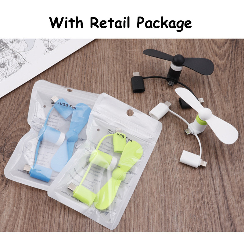 Hordozható ventilátor Type-c Micro USB C Phone Mini 3 az 1-ben utazási hűtőhűtő Iphone 14 Lighting Xiaomi 12 Sansmung S22 Androidhoz
