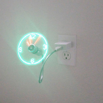 Σύνδεση ανεμιστήρα USB PhoDurable Ρυθμιζόμενο Mini Ευέλικτο ανεμιστήρα Φως LED Ώρα θύρας USB Ρολόι Επιτραπέζιο Ρολόι Cool Gadget Εμφάνιση ώρας