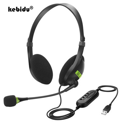 kebidu 3,5 mm Ενσύρματα ακουστικά ακύρωσης θορύβου Μικρόφωνο Καθολικό ακουστικό USB με μικρόφωνο για υπολογιστή / φορητό υπολογιστή / υπολογιστή