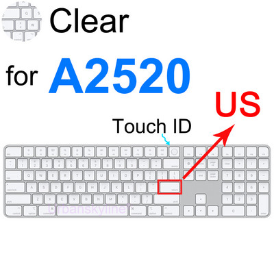 Tastatūras vāciņš priekš iMac Magic A1644 A1843 A1314 A1243 A2449 A2450 A2520 Bluetooth ciparu silikona aizsargplēves apvalks G6