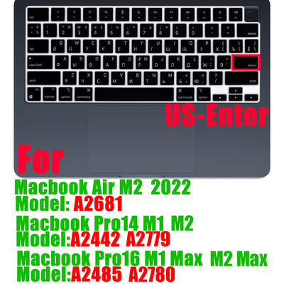 Krievu silikona tastatūras vāciņa aizsargs Macbook air13/12 /15/16pro skārienjoslai A1706/A1466A1708/A1990/A1398/A2289/A1932/A2141