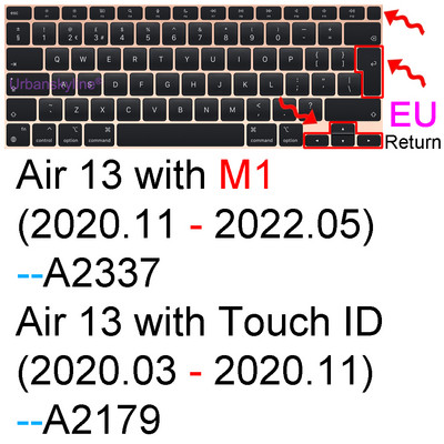 Klaviatūros dangtelis, skirtas Macbook Air 13 M2 Pro 13 M1 14 Max 15 16 Bar ID 17 Retina 11 Silikoninis apsauginis odos dėklas A2337 A2779 A2681