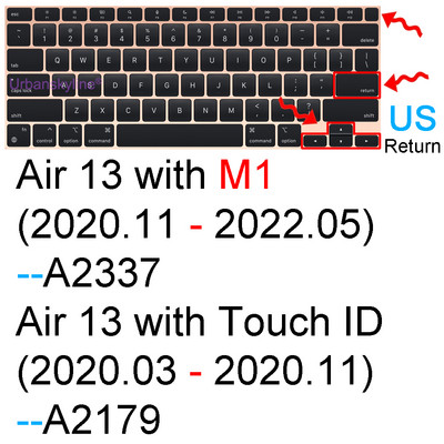Klaviatūros dangtelis, skirtas Macbook Air 13 M2 Pro 13 M1 14 Max 15 16 Bar ID 17 Retina 11 Silikoninis apsauginis odos dėklas A2337 A2779 A2681