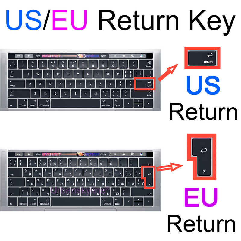 Klaviatūros dangtelis, skirtas Macbook Air 13 M2 Pro 13 M1 14 Max 15 16 Bar ID 17 Retina 11 Silikoninis apsauginis odos dėklas A2337 A2779 A2681