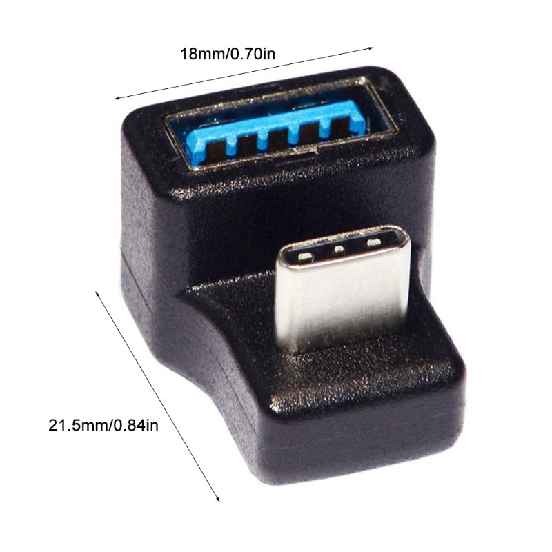 USB C Adapter 180 fokos könyök C típusú OTG átalakító U alakú USB-C 3.0 csatlakozó Kompatibilis a Laptop Tablet Mobile T84C készülékkel