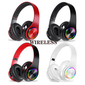 Vezeték nélküli Bluetooth fejhallgatók játékos fejhallgatók térhatású sztereó fülhallgató USB mikrofonnal Színes világos PC laptop fejhallgató