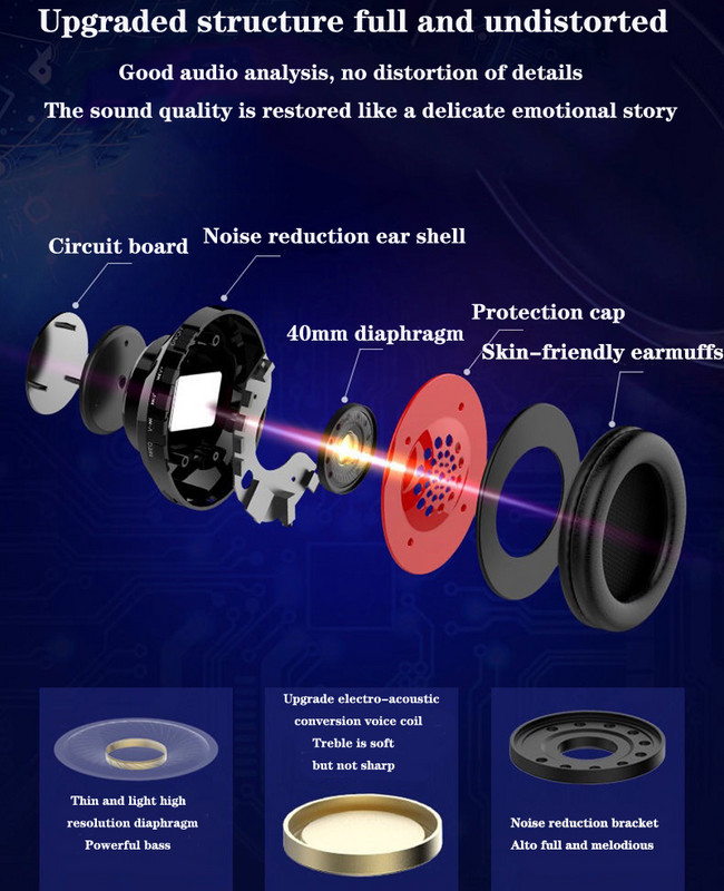 Vezeték nélküli Bluetooth fejhallgatók játékos fejhallgatók térhatású sztereó fülhallgató USB mikrofonnal Színes világos PC laptop fejhallgató