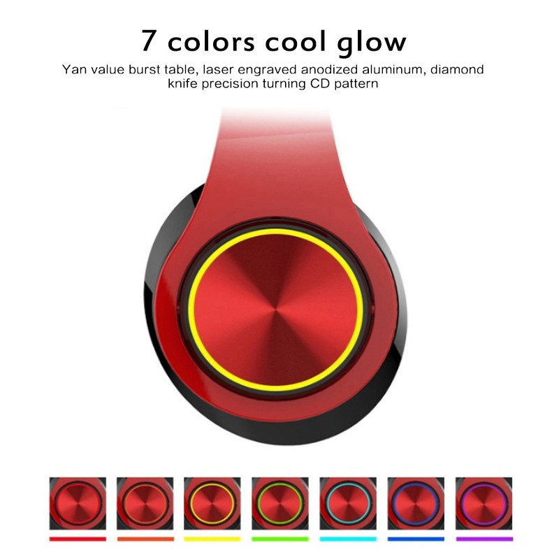 Vezeték nélküli Bluetooth fejhallgatók játékos fejhallgatók térhatású sztereó fülhallgató USB mikrofonnal Színes világos PC laptop fejhallgató