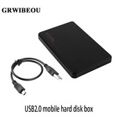 GRWIBEOU plastmasas 480M/5Gbps USB 2.0 šasija 2,5 collu SATA SSD HDD ārējā mobilā cietā diska kastes kaste atbalsta 3TB
