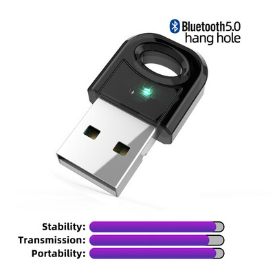 USB „Bluetooth“ adapteris „True 5.0“ „Bluetooth“ siųstuvas, skirtas asmeninio kompiuterio imtuvui nešiojamojo kompiuterio ausinių spausdintuvo pelė 4.0 rakto imtuvas