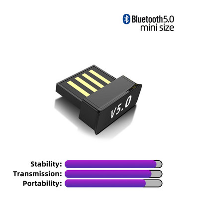 USB „Bluetooth“ adapteris „True 5.0“ „Bluetooth“ siųstuvas, skirtas asmeninio kompiuterio imtuvui nešiojamojo kompiuterio ausinių spausdintuvo pelė 4.0 rakto imtuvas