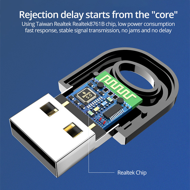 USB „Bluetooth“ adapteris „True 5.0“ „Bluetooth“ siųstuvas, skirtas asmeninio kompiuterio imtuvui nešiojamojo kompiuterio ausinių spausdintuvo pelė 4.0 rakto imtuvas