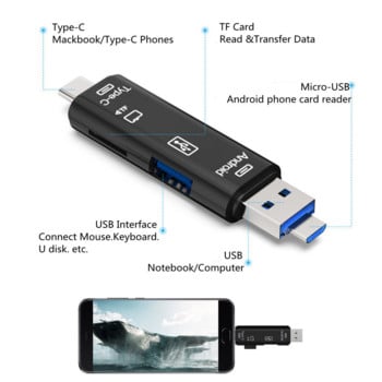 LccKaa OTG Micro SD четец на карти Type C Четец на карти USB четец на карти Флаш устройство Четец на смарт карти с памет за USB Micro SD адаптер