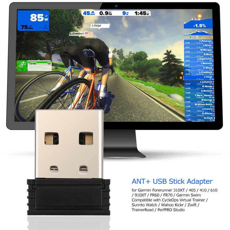 Anself ANT+USB Stick Adapter mini USB ANT+Stick modulok Hordozható USB adapter dropship a zwift onelap kerékpározáshoz Fitness eszköz