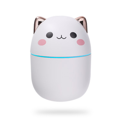 Vezeték nélküli USB újratölthető 250 ml-es légpárásító, hordozható mini aranyos párásító kisállat-párásító irodai asztal Otthoni autó éjszakai fénnyel Cool Mist