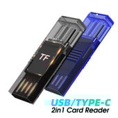 Αναγνώστης καρτών 2 σε 1 USB 2.0 &USB Τύπος C σε SD Micro SD TF Card Reader OTG Προσαρμογέας Έξυπνη μνήμη Microsd Cardreader για φορητό υπολογιστή IPad