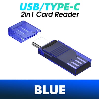 Αναγνώστης καρτών 2 σε 1 USB 2.0 &USB Τύπος C σε SD Micro SD TF Card Reader OTG Προσαρμογέας Έξυπνη μνήμη Microsd Cardreader για φορητό υπολογιστή IPad