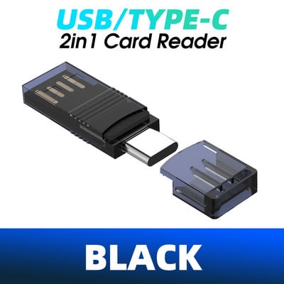 Αναγνώστης καρτών 2 σε 1 USB 2.0 &USB Τύπος C σε SD Micro SD TF Card Reader OTG Προσαρμογέας Έξυπνη μνήμη Microsd Cardreader για φορητό υπολογιστή IPad