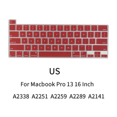 Sülearvuti klaviatuuri kate Macbook Pro 13-tollisele A2338 A2251 A2289 A2259 A2141 EU USA inglise keele klaviatuuri kate silikoonist nahale