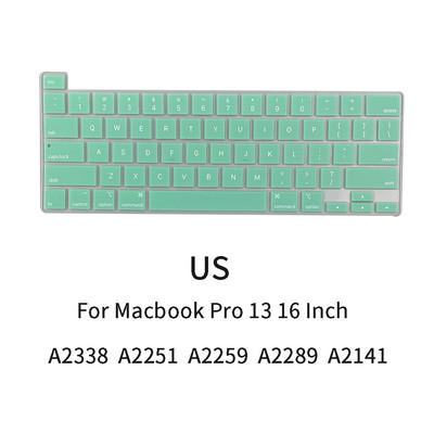 Sülearvuti klaviatuuri kate Macbook Pro 13-tollisele A2338 A2251 A2289 A2259 A2141 EU USA inglise keele klaviatuuri kate silikoonist nahale
