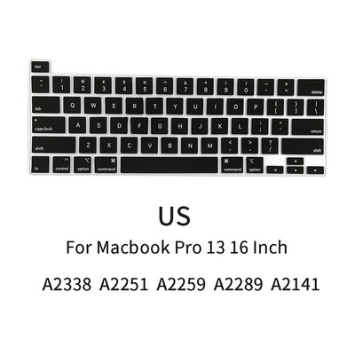 Sülearvuti klaviatuuri kate Macbook Pro 13-tollisele A2338 A2251 A2289 A2259 A2141 EU USA inglise keele klaviatuuri kate silikoonist nahale