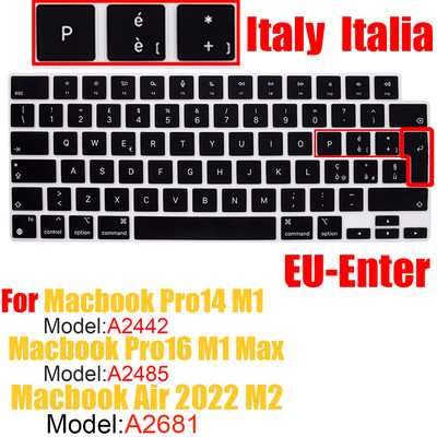 Jaunam MacBook Air M2 A2681 2022 A2442 A2485 Pro14 Keybaord cvoer Krievija Čīle Koreja Francija Keyboard Protector silikona maciņš