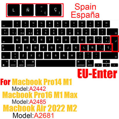 Jaunam MacBook Air M2 A2681 2022 A2442 A2485 Pro14 Keybaord cvoer Krievija Čīle Koreja Francija Keyboard Protector silikona maciņš
