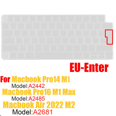 Jaunam MacBook Air M2 A2681 2022 A2442 A2485 Pro14 Keybaord cvoer Krievija Čīle Koreja Francija Keyboard Protector silikona maciņš