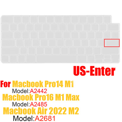 Jaunam MacBook Air M2 A2681 2022 A2442 A2485 Pro14 Keybaord cvoer Krievija Čīle Koreja Francija Keyboard Protector silikona maciņš
