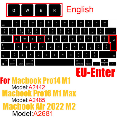 За нов MacBook Air M2 A2681 2022 A2442 A2485 Pro14 Keybaord cvoer Русия Чили Корейски Франция Протектор за клавиатура силиконов калъф