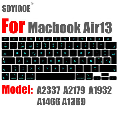 ES FR RU Laptop billentyűzet burkolat Macbook Air 13 M1 A2337 szilikon védőfólia billentyűzet tok Air13 A2179 A1932 A1466 borító