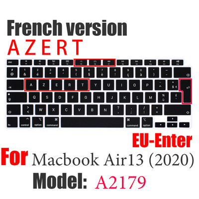ES FR RU Nešiojamojo kompiuterio klaviatūros dangtelis skirtas Macbook Air 13 M1 A2337 silikoninis Apsauginės plėvelės klaviatūros dėklas Air13 A2179 A1932 A1466