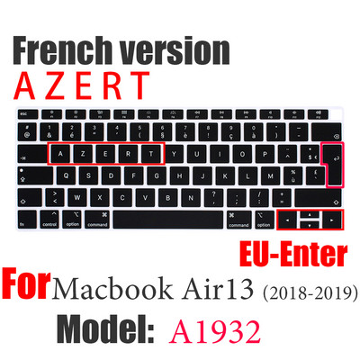 ES FR RU Nešiojamojo kompiuterio klaviatūros dangtelis skirtas Macbook Air 13 M1 A2337 silikoninis Apsauginės plėvelės klaviatūros dėklas Air13 A2179 A1932 A1466