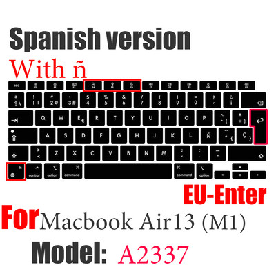 ES FR RU Nešiojamojo kompiuterio klaviatūros dangtelis skirtas Macbook Air 13 M1 A2337 silikoninis Apsauginės plėvelės klaviatūros dėklas Air13 A2179 A1932 A1466