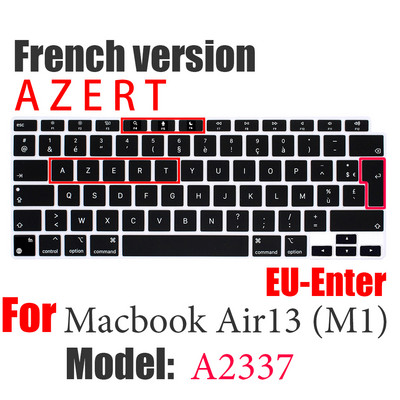 ES FR RU Nešiojamojo kompiuterio klaviatūros dangtelis skirtas Macbook Air 13 M1 A2337 silikoninis Apsauginės plėvelės klaviatūros dėklas Air13 A2179 A1932 A1466
