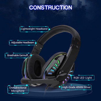 KINGSTAR 3,5 мм кабелни слушалки за игри Геймърски слушалки Стерео шумопотискащи слушалки с микрофон за PS4/5 Xbox PC лаптоп